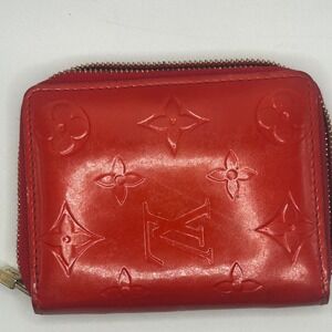 Louis Vuitton Monogram Vernis Zippy Wallet Red Patent Leather #401